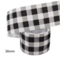 Ruban gros-grain a carreaux noir et blanc 38mm de large pour bricolage et emballage. - Plaid Noir Blanc (M-21723-1165)