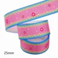 Kleurrijk 25mm ripslint voor DIY-ambachten, strikken en creatieve naaiprojecten. - Maat 10 / Roze Basis Blauwe Rand Geel Blauw Kant Rode Bloem Stijl (M-21329-275)