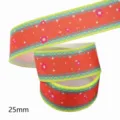 25mm brede bedrukte grosgrain lint rood bloemenpatroon doe-het-zelf cadeleverpakking - Maat 10 / Rode Basis Blauw Groene Rand Roze Bloem Witte Ster Stijl (M-21329-278)