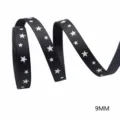 Black ribbon with white star print 9mm wide perfect for gift wrapping and hair bows - 9mm (10 Yards) / Grey White Stars (6#)
