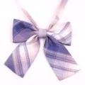 Nœud papillon à carreaux style JK, accessoire d'écolière japonaise, design rose et violet. - Modèle 3