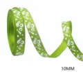 Green Halloween ribbon 10mm wide with BOO print for gift wrapping and DIY bows. - BOO-Green / 5 Yards (4.5m)