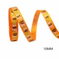 Halloween printed ribbon orange 10mm wide polyester fabric for gift wrapping DIY bows and crafts - Halloween-Orange / 5 Yards (4.5m)