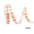 Halloween white ribbon 10mm wide with orange skull pattern for gift wrapping and DIY bows. - Orange Skull / 5 Yards (4.5m)