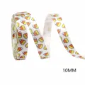 Ruban imprimé de maïs doux Halloween 10mm de largeur tissu blanc pour emballage cadeau DIY - Candy Corn Blanc