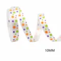 Ruban de satin blanc à pois d'Halloween de 10mm pour nœud DIY et emballage de cadeaux - Pois Colorés
