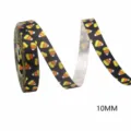 10mm Ruban d'Halloween ruban de satin noir imprimé de bonbons de maïs emballage cadeau - Candy Corn Noir