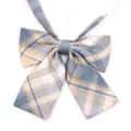 Nœud papillon à carreaux style JK japonais, variante bleue et beige pour look écolier. - Modèle 5