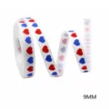 Red and blue heart printed grosgrain ribbon, 9mm width for gift wrapping and crafts. - White Grosgrain With Red And Blue Hearts (201226)