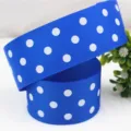 Nastro grosgrain a pois blu per fiocchi per capelli, confezioni regalo e decorazioni. - 5 Yard/Rotolo / Blu