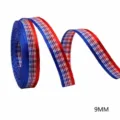 Red white blue plaid ribbon 9mm patriotic hair bow DIY sewing craft decorative accessory - Red Blue And White Plaid (201226)