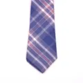 Cravate à carreaux bleu et rose classique, accessoire élégant de style uniforme scolaire. - Style 12#