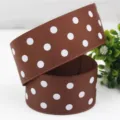 Nastro grosgrain marrone a pois bianchi 38mm per fiocchi capelli confezioni regalo decori - 5 Yard/Rotolo / Marrone