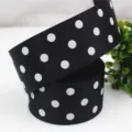 Nastro gros grain nero 38mm a pois bianchi per confezioni regalo e creazione di fiocchi - 5 Yard/Rotolo / Nero
