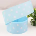 Nastro gros grain azzurro con pois bianchi, larghezza 38mm, perfetto per fiocchi e confezioni regalo. - 5 Yard/Rotolo / Azzurro