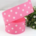 Nastro gros grain rosa a pois da 38mm per fiocchi per capelli, confezioni regalo e feste. - 5 Yard/Rotolo / Rosa