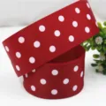 Nastro gros-grain a pois rossi da 38mm per fiocchi per capelli e confezioni regalo - 5 Yard/Rotolo / Rosso