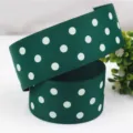 Nastro grosgrain verde scuro a pois bianchi 38mm di larghezza per decorare pacchi regalo - 5 Yard/Rotolo / Verde scuro