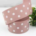 Nastro grosgrain rosa a pois bianchi 38mm di larghezza per confezioni regalo e fiocchi capelli - 5 Yard/Rotolo / Rosa