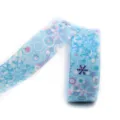 25mm blue snowflake grosgrain ribbon for hair bows DIY crafts and holiday gift wrapping. - 6# Blue Geometric Snowflake