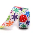 Dettaglio ravvicinato del nastro in grosgrain bianco da 25mm con motivi di fiocchi colorati. - Stile 5#(5#)
