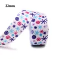 Détail du ruban gros-grain à flocons de neige colorés de 22mm, idéal pour les emballages cadeaux. - 7# (22mm)