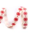 Ruban gros-grain de Noël rouge 10mm avec flocons pour emballage cadeau et décoration de fête - Style 2 - 100 Yards