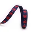 Ruban gros-grain de Noël bleu marine 10mm avec flocon rouge pour emballage cadeau. - Style 5 - 100 Yards