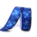 25mm blue snowflake grosgrain ribbon for DIY bows gift wrapping holiday party decor - 4# Blue White Snowflake