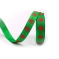 Ruban de Noël 10mm avec imprimé flocon rouge tissu vert pour emballage cadeau. - Style 9 - 100 Yards