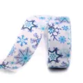 25mm Christmas snowflake grosgrain ribbon white fabric tape for hair bows DIY gift wrapping - 9# White Blue Purple Snowflake