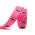 Pink Christmas tree printed grosgrain ribbon for holiday gift wrapping and DIY crafts. - Pink Grosgrain Tree Snowflake (5#)