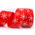 Rood kerstlint met wit sneeuwvlok patroon, 25mm breed voor het inpakken van feestelijke cadeaus. - Rode Witte Sneeuwvlok (7#)