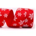 Rood kerstlint met wit sneeuwvlokkenpatroon voor feestelijke geschenkverpakking en decoratie. - Rode Witte Sneeuwvlok (1#)