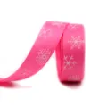16mm pink Christmas snowflake ribbon for holiday gift wrapping and DIY crafts decor - Pink Snowflake (7#)