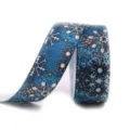 25mm blue snowflake grosgrain ribbon for hair bows, DIY crafts, holiday gifts, and gift wrapping. - 13# Blue Textured White Snowflake