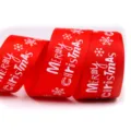 Rode kerstlint met witte sneeuwvlok en Merry Christmas print voor geschenkverpakking en decoratie - Rode Witte Letters (6#)