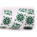 Kerst groen sneeuwvlok ripslint 25mm feestelijke cadeau verpakking stof decoratie - Witte Groene Sneeuwvlok (8#)