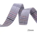 Blue grey plaid fabric ribbon 25mm wide for DIY hair bows sewing craft handmade accessories - Blue Gray Red Black Plaid (1650) / 25mm