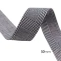 Black and white houndstooth elastic ribbon, 50mm width woven strap for DIY hair accessories. - Black White Houndstooth (1631) / 50mm