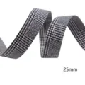 Houndstooth double-sided ribbon 25mm black and white plaid fabric trim DIY craft - Black White Houndstooth (1630) / 25mm