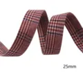 Klassisches rotes Karomantel Stoffband 25mm breit für Geschenke Verpackung DIY Handwerk und Schleife. - Rot Beige Blau Karomuster (1633)