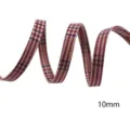 Klassisches Karo-Stoffband 10mm Breite für DIY Haarschmuck, Schleifen und Handwerk. - Rot Blau Beige Karomuster (1632)