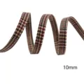 10mm Hahnentritt Band gewebter Karostreifen fuer DIY Haarschmuck und Schleifen - Rot Schwarz Beige Hahnentritt (1638)