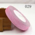 Pink glitter ribbon roll metallic trim for hair bows DIY crafts sewing apparel accessories - Size 25 / Style 029