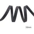 Schwarz-weises Hahnentritt-Band 10 mm breit, ideal für DIY-Haarschmuck und Näharbeiten. - Schwarz Weiß Hahnentritt mit Roter Linie (1641)