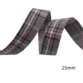 25mm Karostoff Band Stoffgurt DIY Haarschmuck Schleife Handarbeit Dekoration Material - Schwarz Rosa Karomuster (1624)