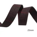 Braunes Hahnentritt Gurtband Band 25 mm breit doppelseitig DIY Haarschleife Nähzubehör - Braun Schwarz Hahnentritt mit Roter Linie (1645)