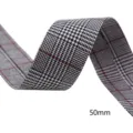 Hahnentrepfe Karo Band Schwarz Weiss Rot 50mm DIY Haarschleife Basteln Gurtband Material - Schwarz Weiß Hahnentritt mit Roter Linie (1628)