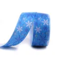 Blue snowflake grosgrain ribbon 25mm for DIY hair bows, gift wrapping and holiday decoration - 16# Blue Snowflake Accent Ribbon